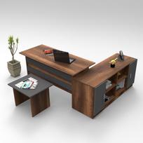 lauko baldai senukai - Baldų komplektas Kalune Design VO10 - BA, ruda/antracito, 60 x 140 x 73.8 cm - 2 nuotrauka