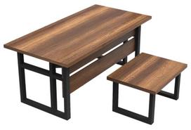 rasomasis stalas 90 cm - Baldų komplektas Kalune Design MN07 BA, ruda/antracito, 180 x 90 x 73 cm - 1 nuotrauka