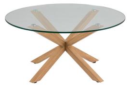 Kavos staliukas Actona Heaven Round, skaidrus/ąžuolo, 820 mm x 820 mm x 400 mm