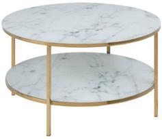 Kavos staliukas Actona Alisma 81694, aukso/baltas, 800 mm x 800 mm x 450 mm