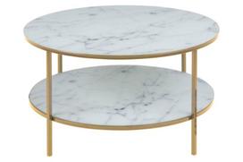 kavos staliukai aukso - Kavos staliukas Actona Alisma 81694, aukso/baltas, 800 mm x 800 mm x 450 mm - 2 nuotrauka