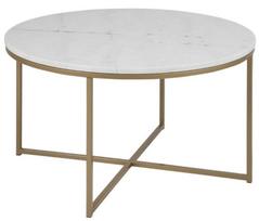 Kavos staliukas Actona Alisma 17118, aukso/baltas, 800 mm x 800 mm x 460 mm