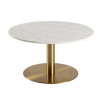 Kavos staliukas Actona Corby 61502, žalvario/baltas, 800 mm x 800 mm x 450 mm