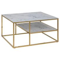 Kavos staliukas Actona Alisma 92535, aukso/baltas, 900 mm x 900 mm x 450 mm