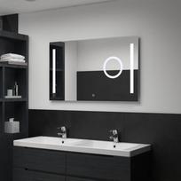 led veidrodis su jutikliu - Sieninis vonios kambario veidrodis su LED ir jutikliu, 100x60cm, - 1 nuotrauka