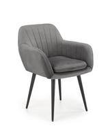 Fotelis Halmar Velvet K429, pilkas, 53 cm x 58 cm x 80 cm