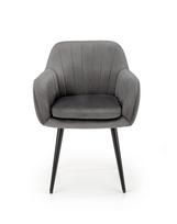 valgomojo kede kresliukas - Fotelis Halmar Velvet K429, pilkas, 53 cm x 58 cm x 80 cm - 3 nuotrauka