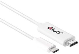 usb c to usb c laidas 3m - Club 3D USB C to HDMI 2.0 UHD Cable Active M/M 1.8m White - 3 nuotrauka