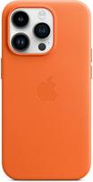 iphone 14 pro deklas odinis - Apple ®®Leather Case with MagSafe iPhone 14 Pro (MPPL3ZM/ A)®® Orange - 3 nuotrauka