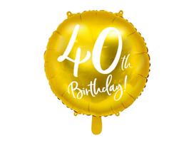 Folinis balionas 40th Birthday, auksinis 45 cm