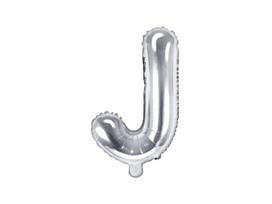 Folinis balionas Raidė "J" 35 cm, sidabrinis
