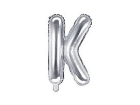 Folinis balionas Raidė "K" 35 cm, sidabrinis