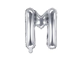 Folinis balionas Raidė "M" 35 cm, sidabrinis