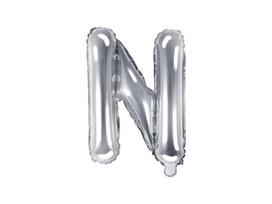 Folinis balionas Raidė "N" 35 cm, sidabrinis