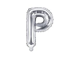 Folinis balionas Raidė "P" 35 cm, sidabrinis