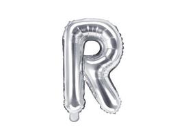 Folinis balionas Raidė "R" 35 cm, sidabrinis