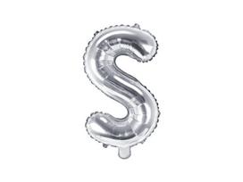 Folinis balionas Raidė "S" 35 cm, sidabrinis