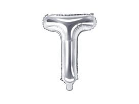 Folinis balionas Raidė "T" 35 cm, sidabrinis