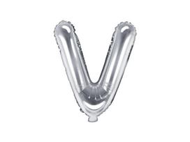 Folinis balionas Raidė "V" 35 cm, sidabrinis