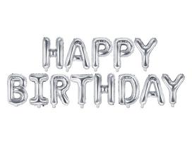 Folinis balionas Happy Birthday 340x35 cm, sidabrinis