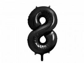 Folinis balionas skaičius 8 juodas, 86 cm