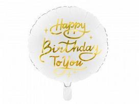 Folinis balionas HappyBirthdayTo You 35 cm, baltas