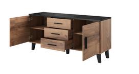 d3s - Komoda Cama Meble Lotta 2D3S, juoda/medžio, 150 x 45 x 69 cm - 2 nuotrauka