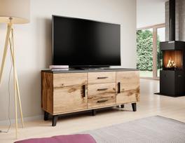 d3s - Komoda Cama Meble Lotta 2D3S, juoda/medžio, 150 x 45 x 69 cm - 3 nuotrauka