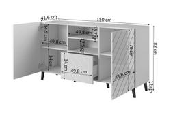 blizgi komodas - Komoda Cama Meble Abeto, balta, 42 x 150 x 82 cm - 4 nuotrauka