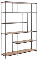 Lentyna Actona Seaford Bookcase, juoda/ąžuolo, 135 cm x 35 cm x 185 cm