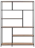ruda knygu lentyna - Lentyna Actona Seaford Bookcase, juoda/ąžuolo, 135 cm x 35 cm x 185 cm - 2 nuotrauka