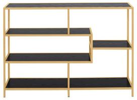 juoda knygu lentyna - Lentyna Actona Seaford Bookcase, aukso/juoda, 114 cm x 35 cm x 78 cm - 2 nuotrauka