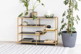 juoda knygu lentyna - Lentyna Actona Seaford Bookcase, aukso/juoda, 114 cm x 35 cm x 78 cm - 8 nuotrauka