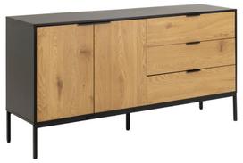 Spintelė Actona Seaford Sideboard, juoda/ąžuolo, 160 cm x 40 cm x 80 cm