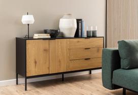 komoda 160 - Spintelė Actona Seaford Sideboard, juoda/ąžuolo, 160 cm x 40 cm x 80 cm - 9 nuotrauka