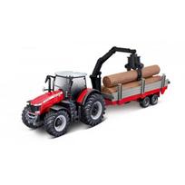 Žaislinis traktorius Bburago Massey Ferguson 8740S, raudona