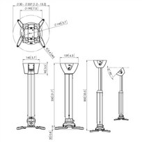 stovas televizoriaus - Vogels Projector Ceiling mount, PPC1555W, Maximum weight (capacity) 15 kg, White - 3 nuotrauka