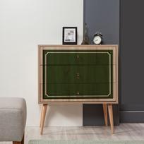 komoda zalia - Komoda Kalune Design Dresser 3439, ąžuolo spalvos/žalia - 4 nuotrauka