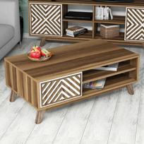 graikiniai riesutai - Kavos staliukas Kalune Design 845, tamsiai rudas/baltas - 1 nuotrauka