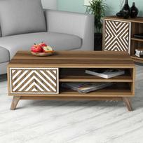 graikiniai riesutai - Kavos staliukas Kalune Design 845, tamsiai rudas/baltas - 2 nuotrauka
