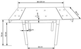 dazytas stalas - Valgomojo stalas Halmar Kent Black, 800 - 1300x800x760 mm - 2 nuotrauka