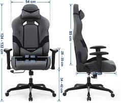 reguliuojama biuro kedes - Songmics Racing Chair Grey/Black, juoda/pilka - 3 nuotrauka