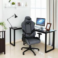reguliuojama biuro kedes - Songmics Racing Chair Grey/Black, juoda/pilka - 6 nuotrauka
