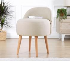 taburetes ir - Pufas Hanah Home Corvile, kreminės spalvos, 48 cm x 42 cm x 47 cm - 3 nuotrauka