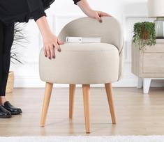 taburetes ir - Pufas Hanah Home Corvile, kreminės spalvos, 48 cm x 42 cm x 47 cm - 5 nuotrauka