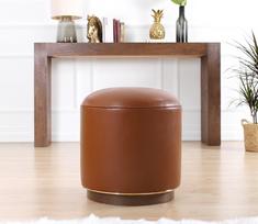 kupranugaris - Pufas Hanah Home Milotte Camel, rudas, 42 cm x 42 cm x 43 cm - 3 nuotrauka