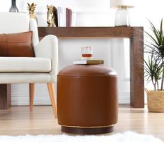 kupranugaris - Pufas Hanah Home Milotte Camel, rudas, 42 cm x 42 cm x 43 cm - 4 nuotrauka