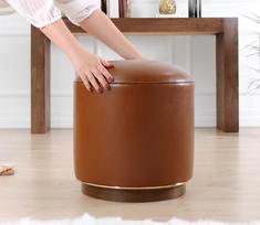 kupranugaris - Pufas Hanah Home Milotte Camel, rudas, 42 cm x 42 cm x 43 cm - 5 nuotrauka