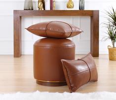 kupranugaris - Pufas Hanah Home Milotte Camel, rudas, 42 cm x 42 cm x 43 cm - 7 nuotrauka