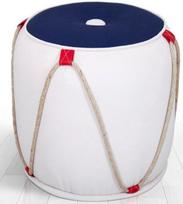 Pufas Hanah Home Fora v3, mėlynas/baltas, 42 cm x 42 cm x 44 cm
